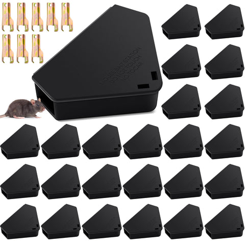 Qualirey triangle mice station 24-pack, sturdy and reusable for indoor use