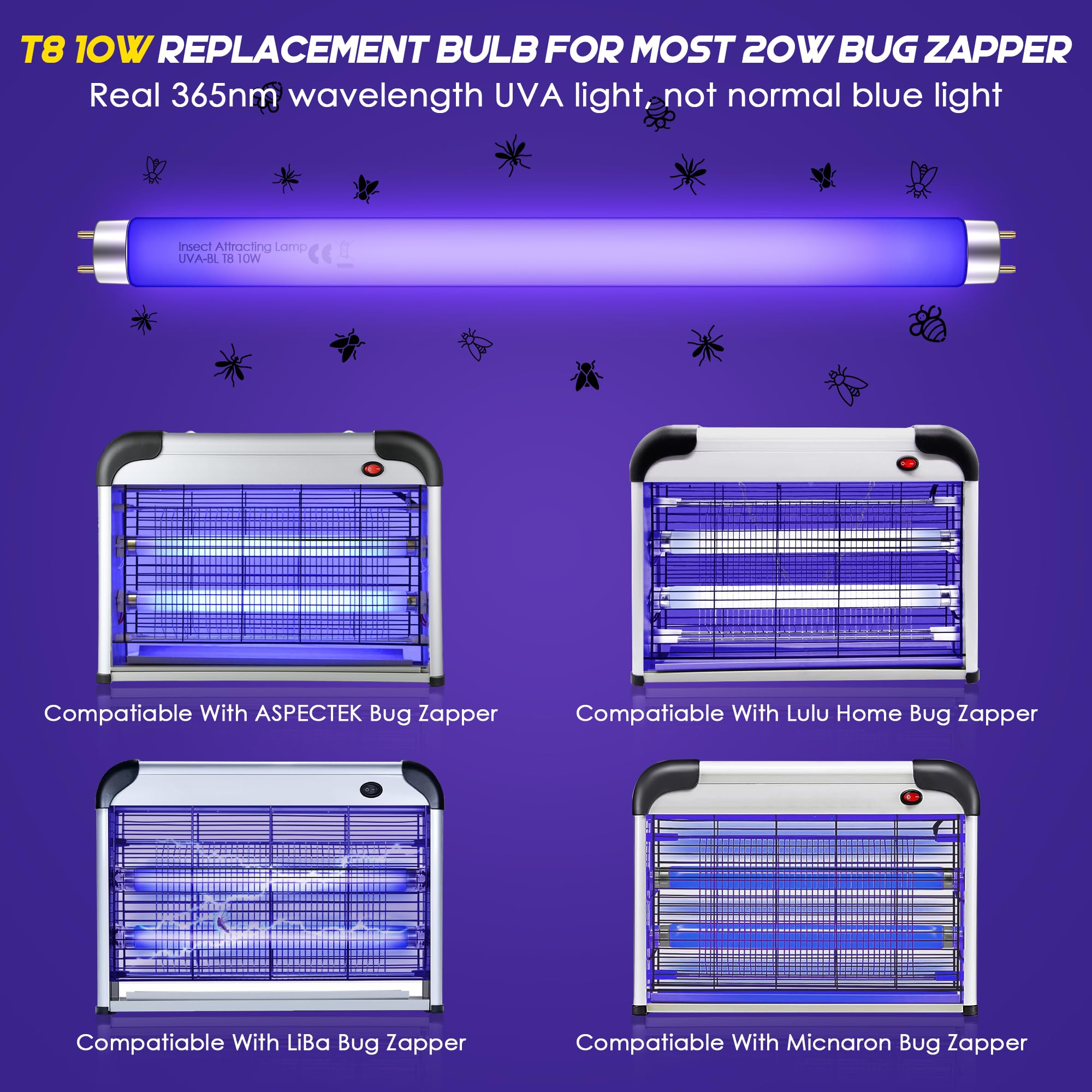 Qualirey 365nm UV light attracts flying insects indoors or outdoors.
