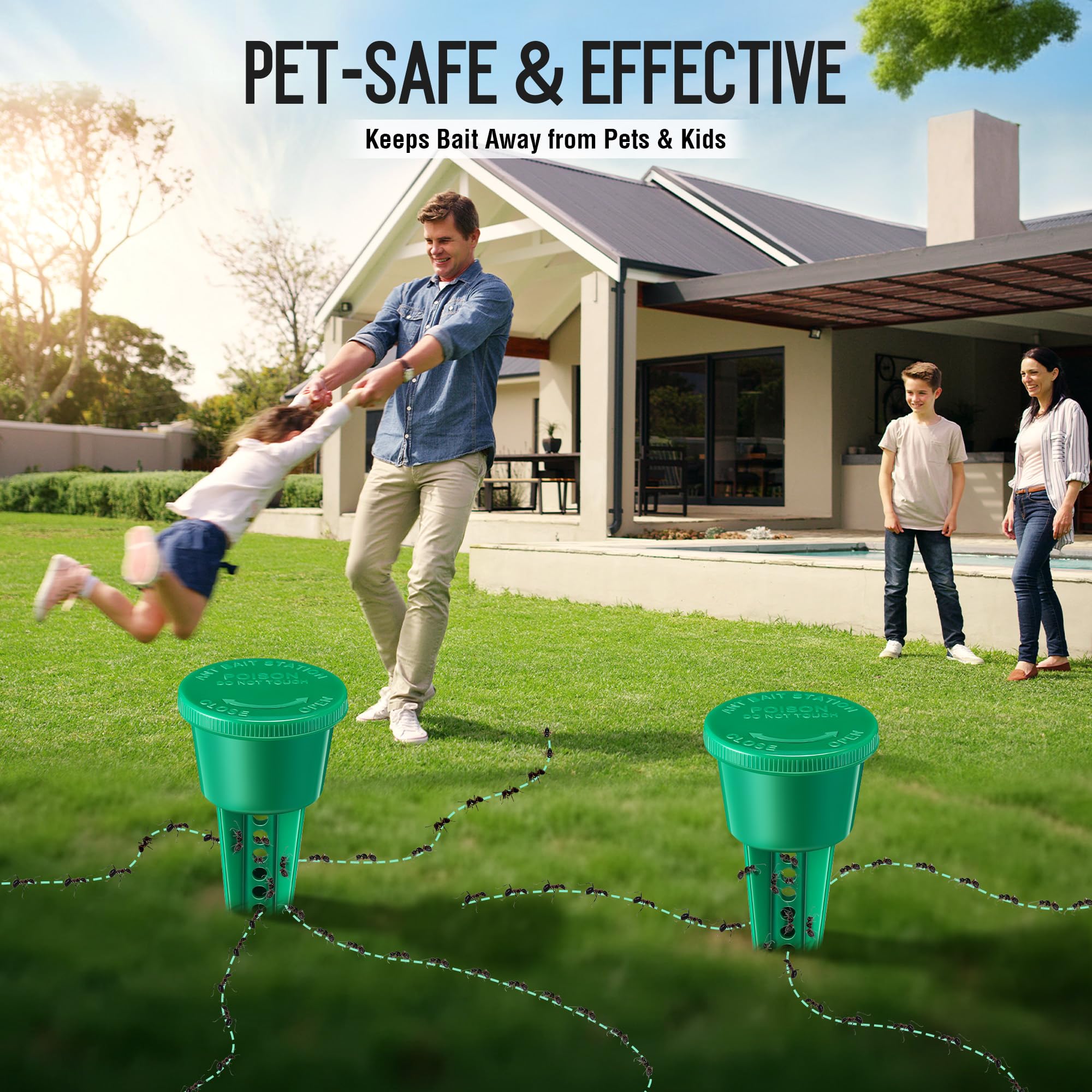 Qualirey UV-resistant plastic housing protects bait from sun and dust for longer use.
