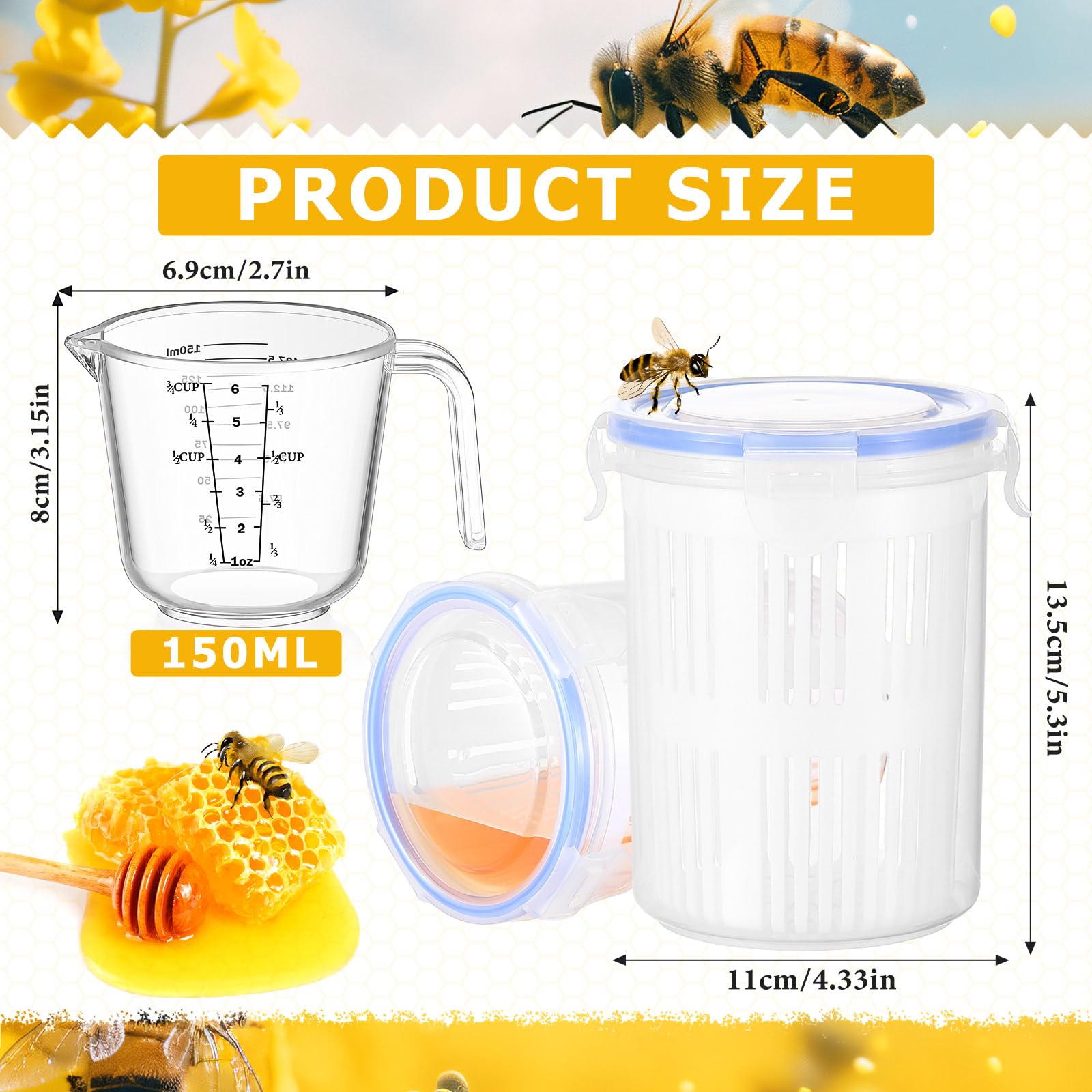 Measuring cup designed for mite collection and counting in a compact kit.