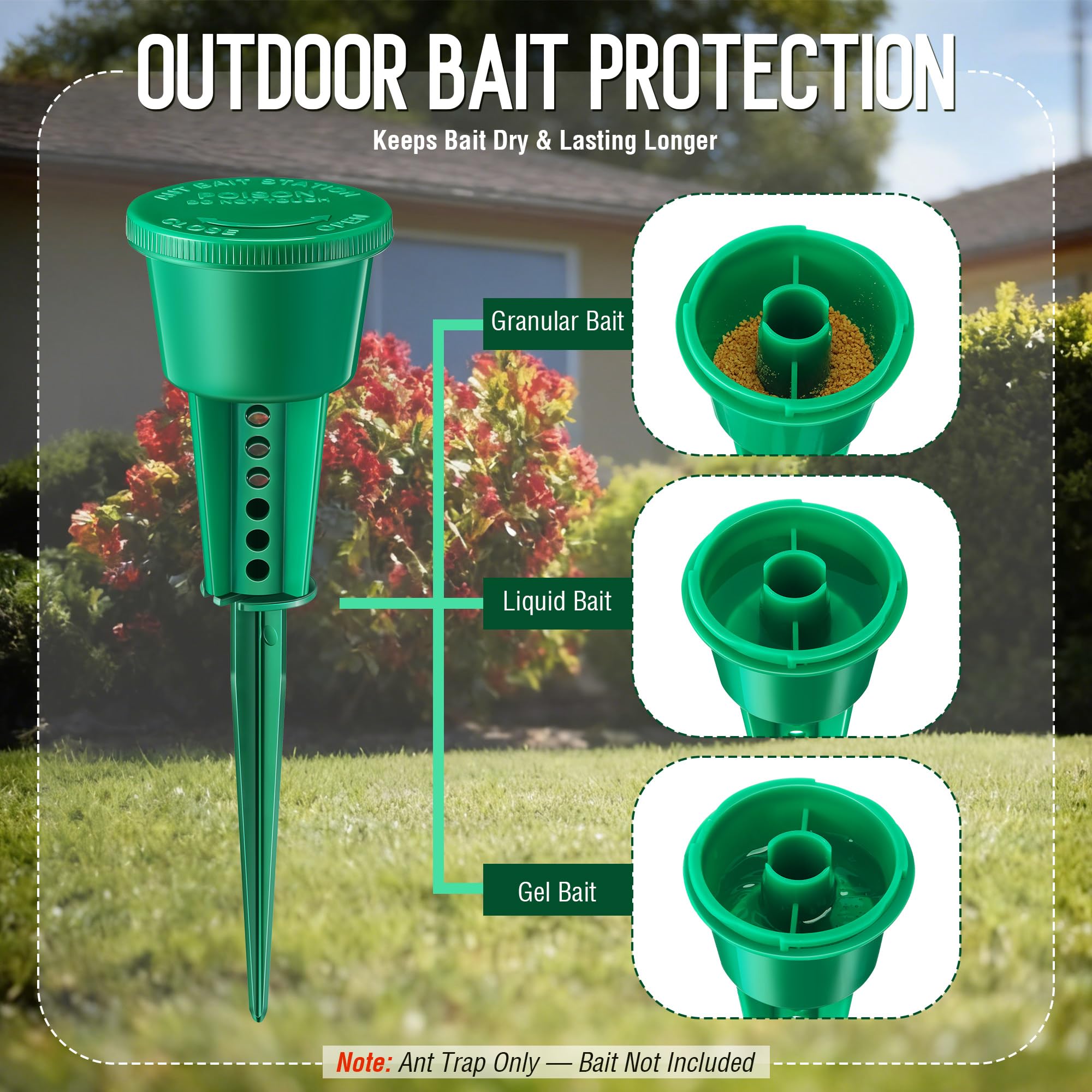 Qualirey station features twelve ventilation holes to disperse bait scent effectively.