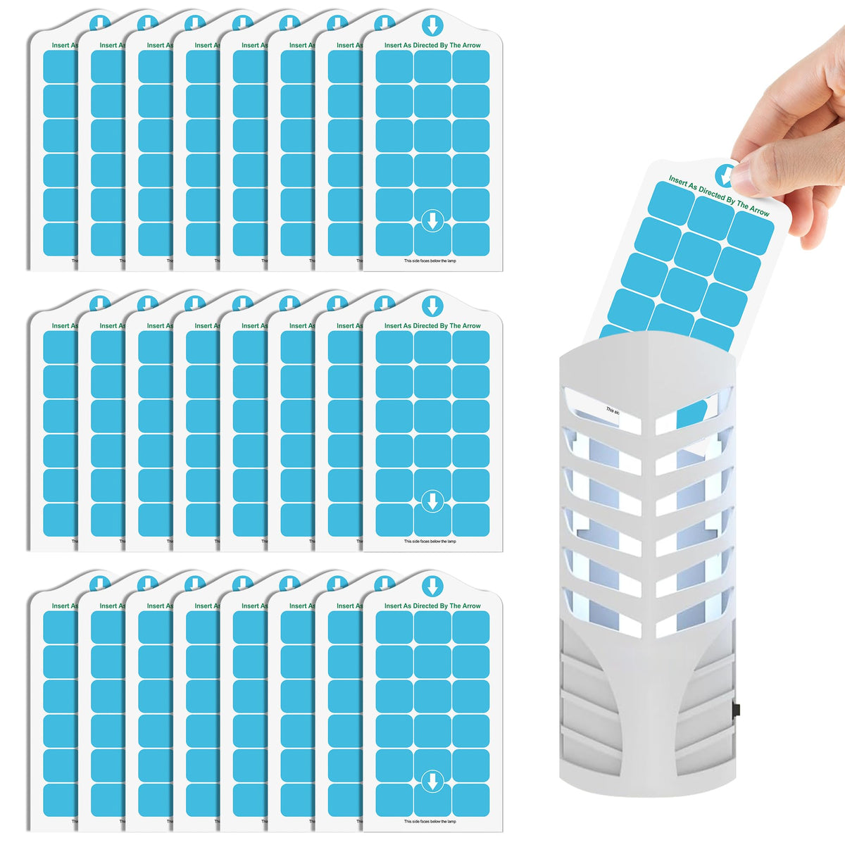 Qualirey VEYOFLY trap lamp refill captures indoor flying insects with strong adhesive.