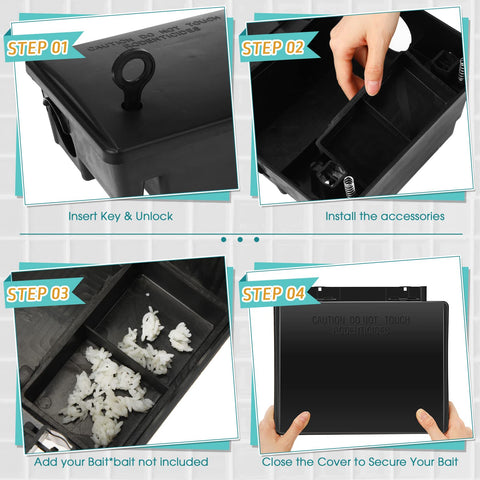 Qualirey weatherproof mouse bait station withstands rain and sun for year-round use.