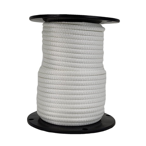 Quality Nylon Rope QNR flagpole rope with steel core on spool for tamper-resistant halyard.