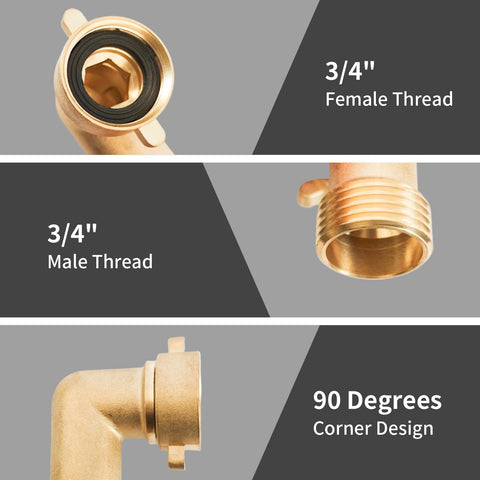 Qualory 90-degree connector ideal for tight spaces and raised faucets.