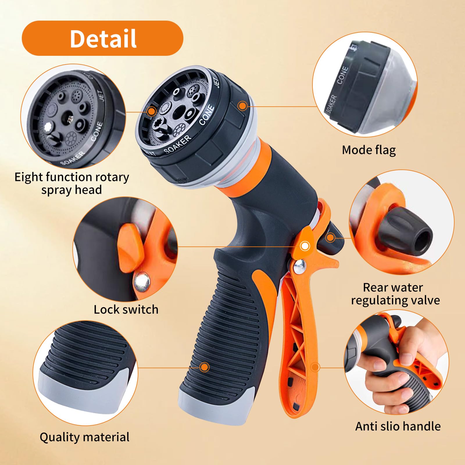 Durable ABS body designed for long-lasting, leak-free operation in outdoor settings.