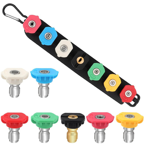 Qualory nozzle holder with tips for organized, quick setup during cleaning