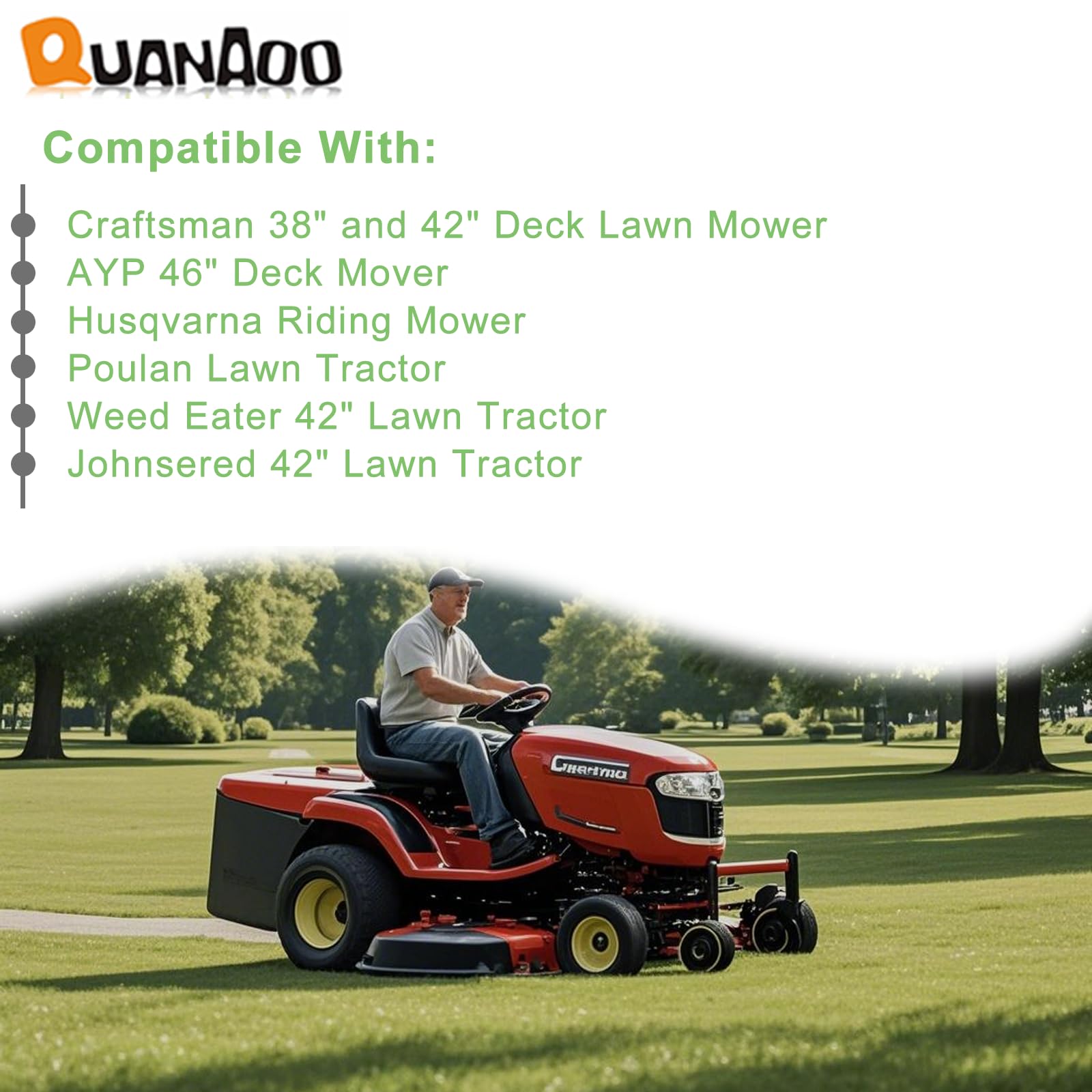 Quanaoo 144959 deck belt in use on a riding mower showing smooth operation