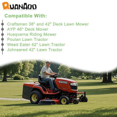 Quanaoo 144959 deck belt in use on a riding mower showing smooth operation