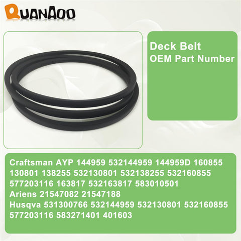 Quanaoo 144959 deck belt packaging highlighting ready-to-use replacement part