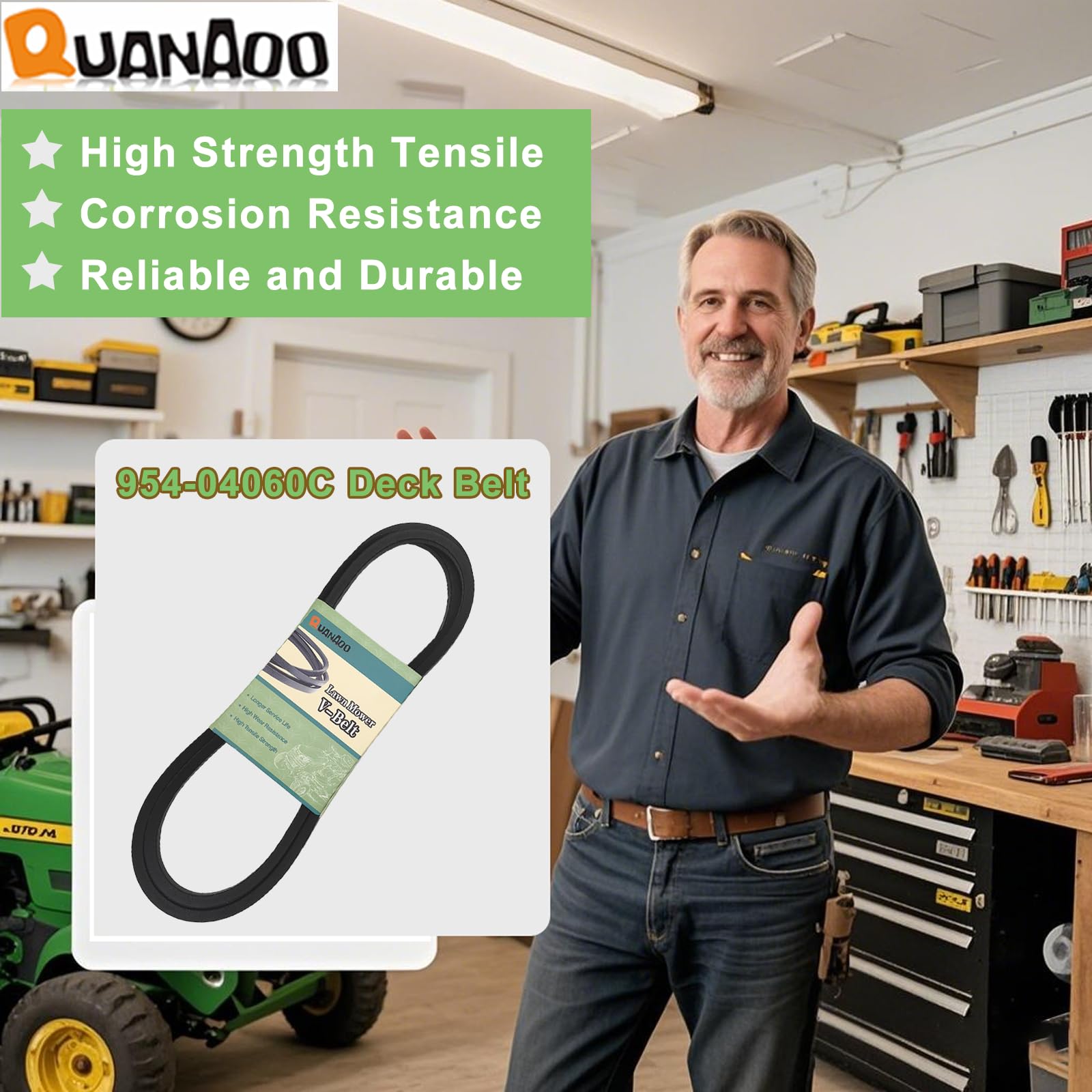 Quanaoo 954-04060C deck belt in use on a mower for stable operation