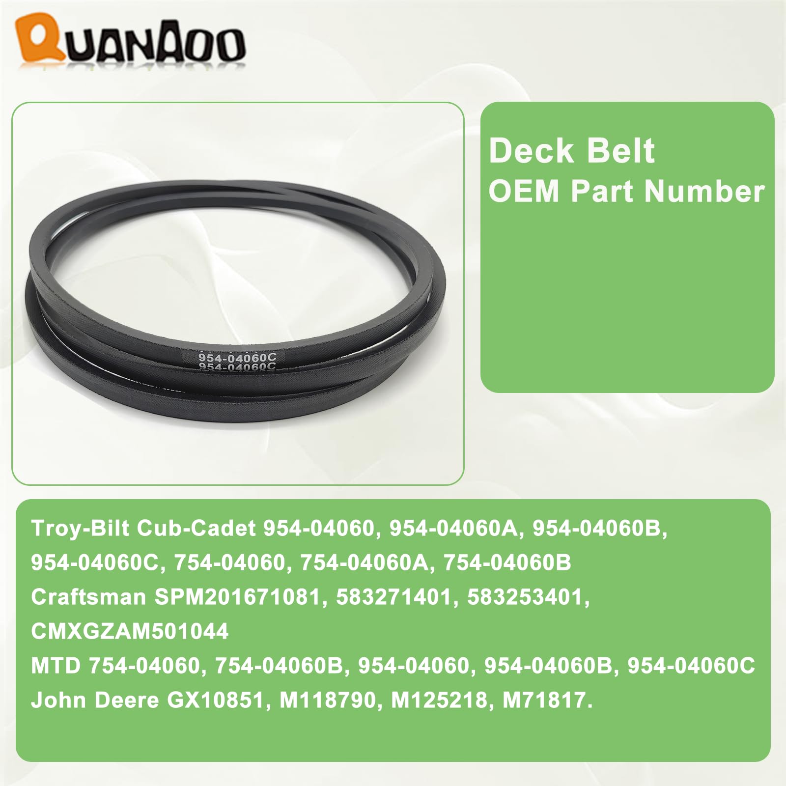 Quanaoo 954-04060C belt packaging ready for replacement identification