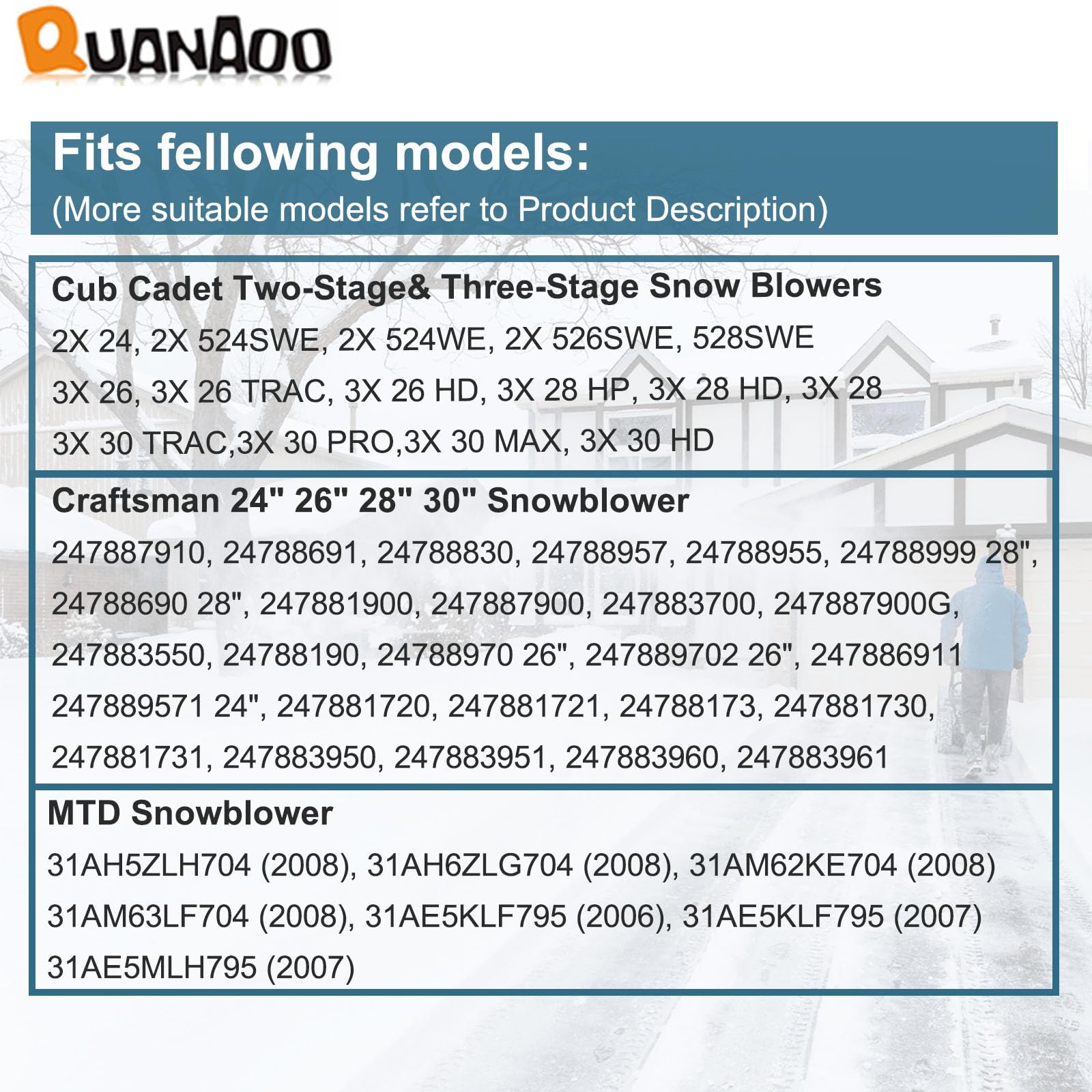 Quanaoo auger cable installed on 3X-series snow blower