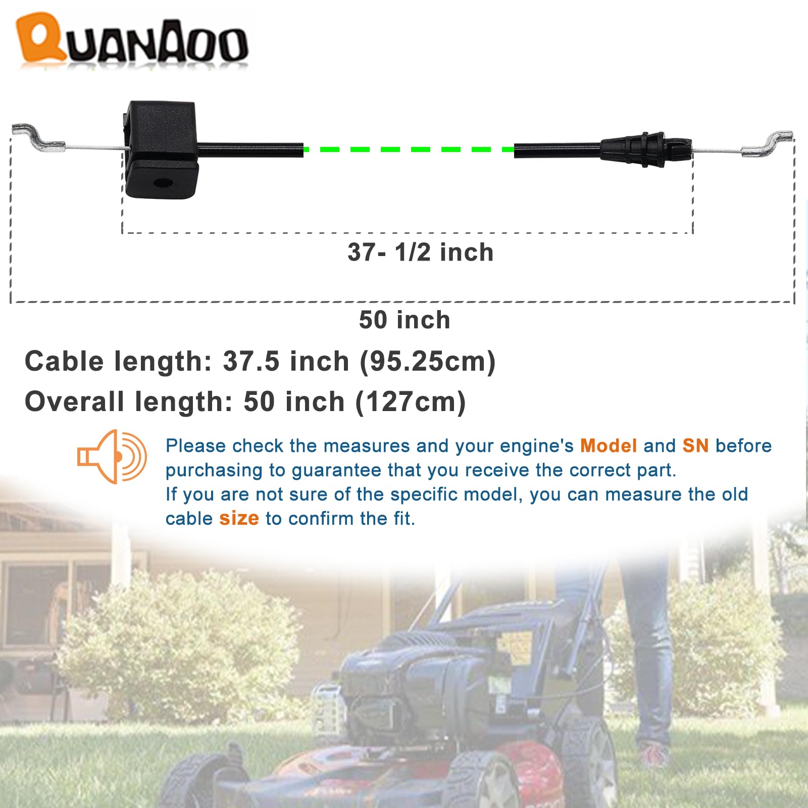 Quanaoo 112-8818 brake cable for Toro 22in mower enables responsive brake control.