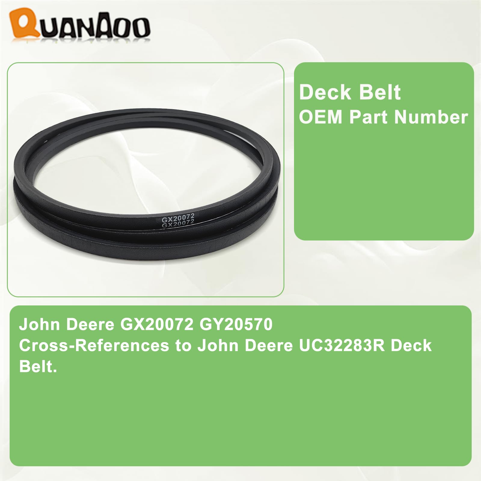 Quanaoo GX20072 deck belt connection-detail aids smooth installation