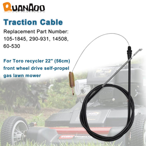 Quanaoo traction cable shows 68.9 inch length and conduit length for a precise fit