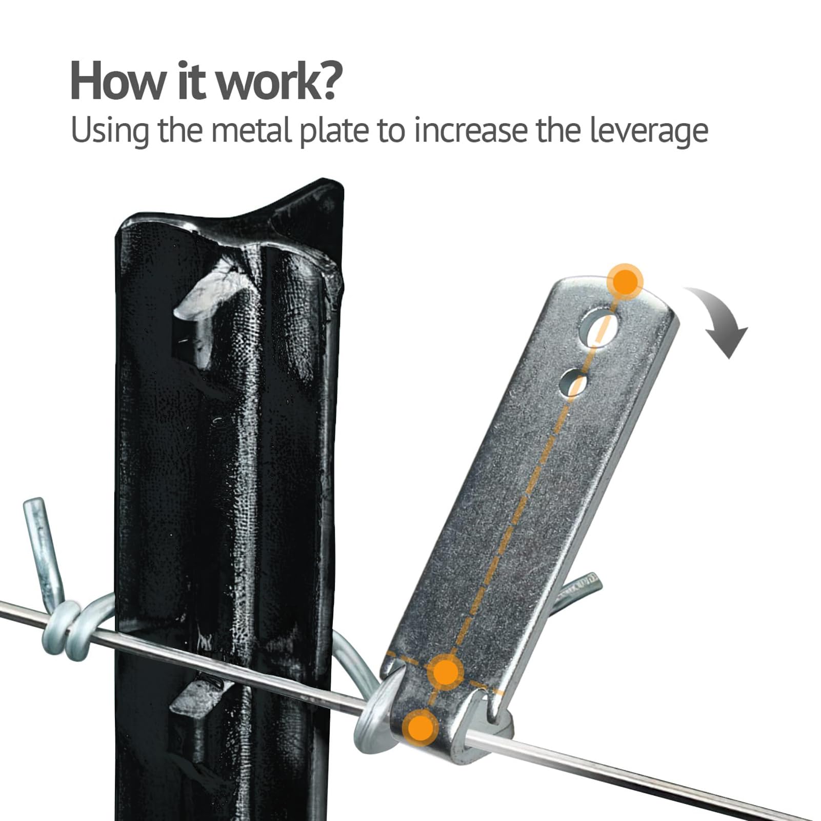 Quantfire barb-wire twisting tool in use, providing firm twists with minimal effort.