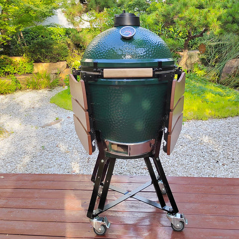 Quantfire big green egg nest locking casters keep grill secure during use