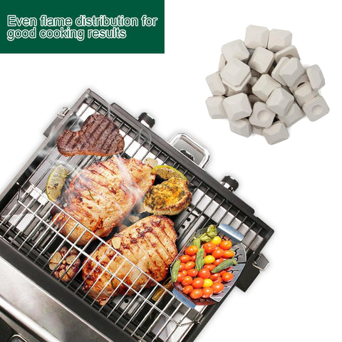 Quantfire briquettes in grill setup demonstrate even cooking across the surface.