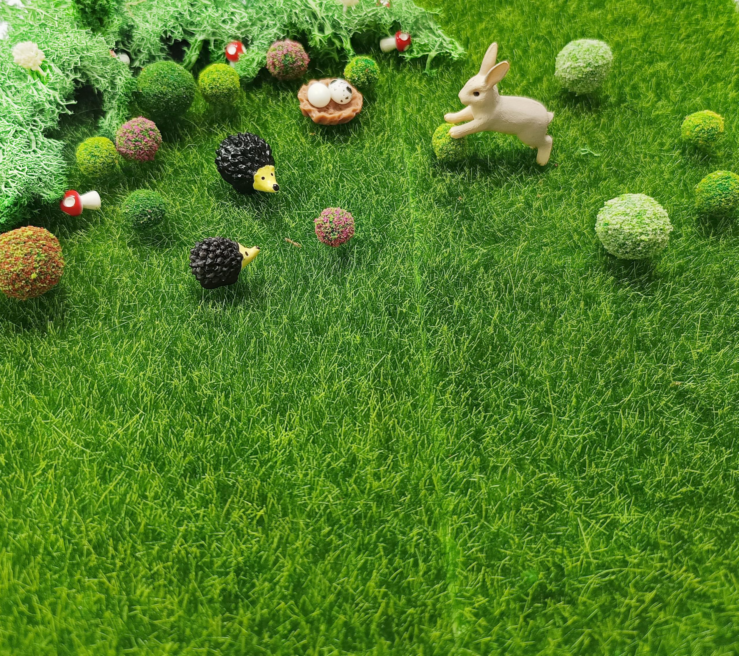 QuarenDen artificial grass mat offers fade-resistant surface for lasting crafts.