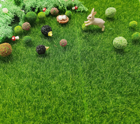QuarenDen artificial grass mat offers fade-resistant surface for lasting crafts.