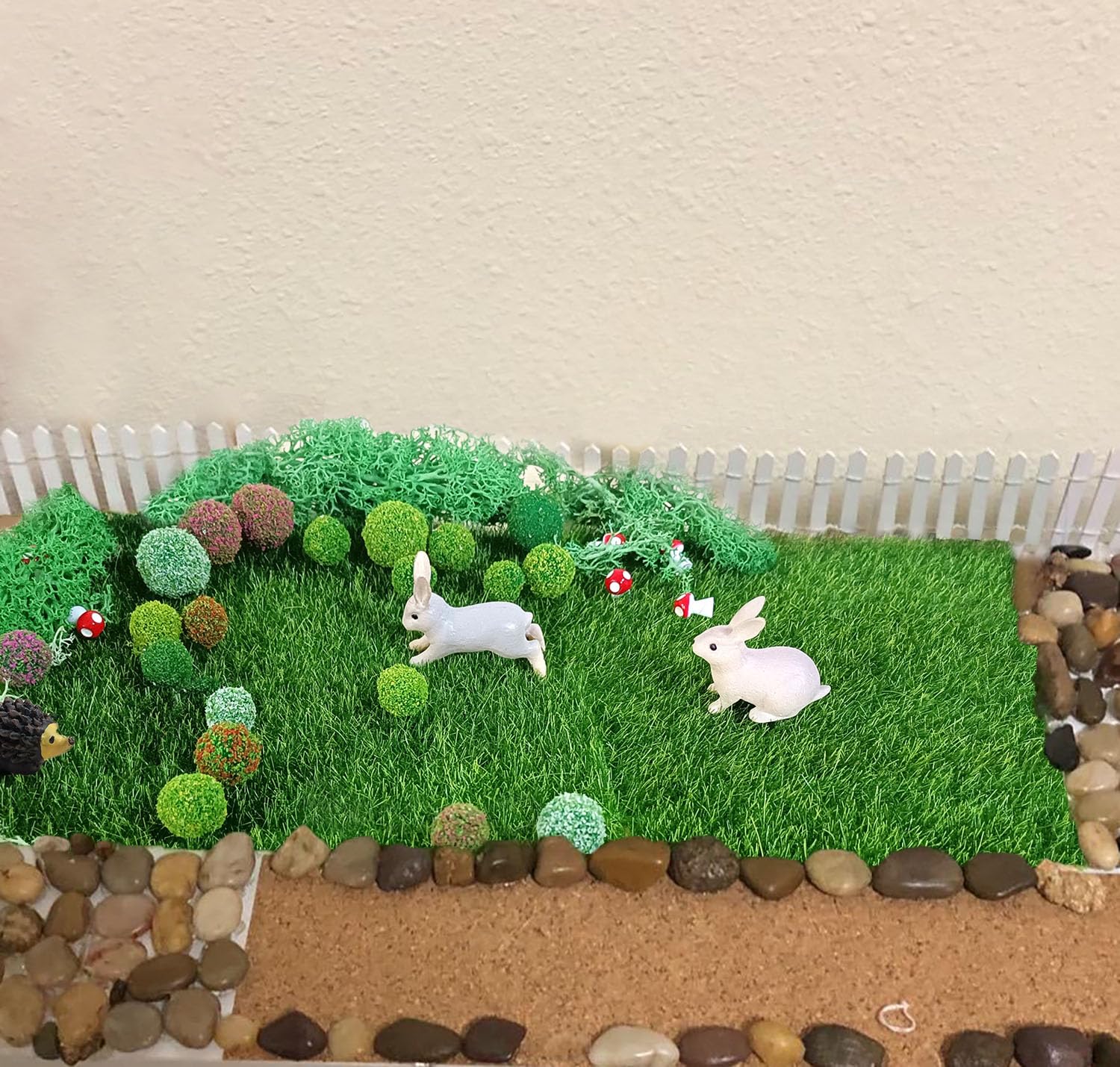 QuarenDen fairy garden tree and mushrooms complete the miniature landscape with whimsy.