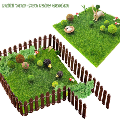 QuarenDen miniature garden figures featuring a hedgehog and rabbit for charming displays.
