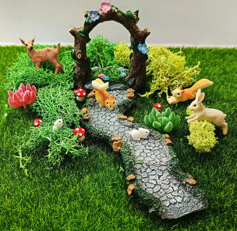 QuarenDen mini animal figurines bring life to fairy gardens.