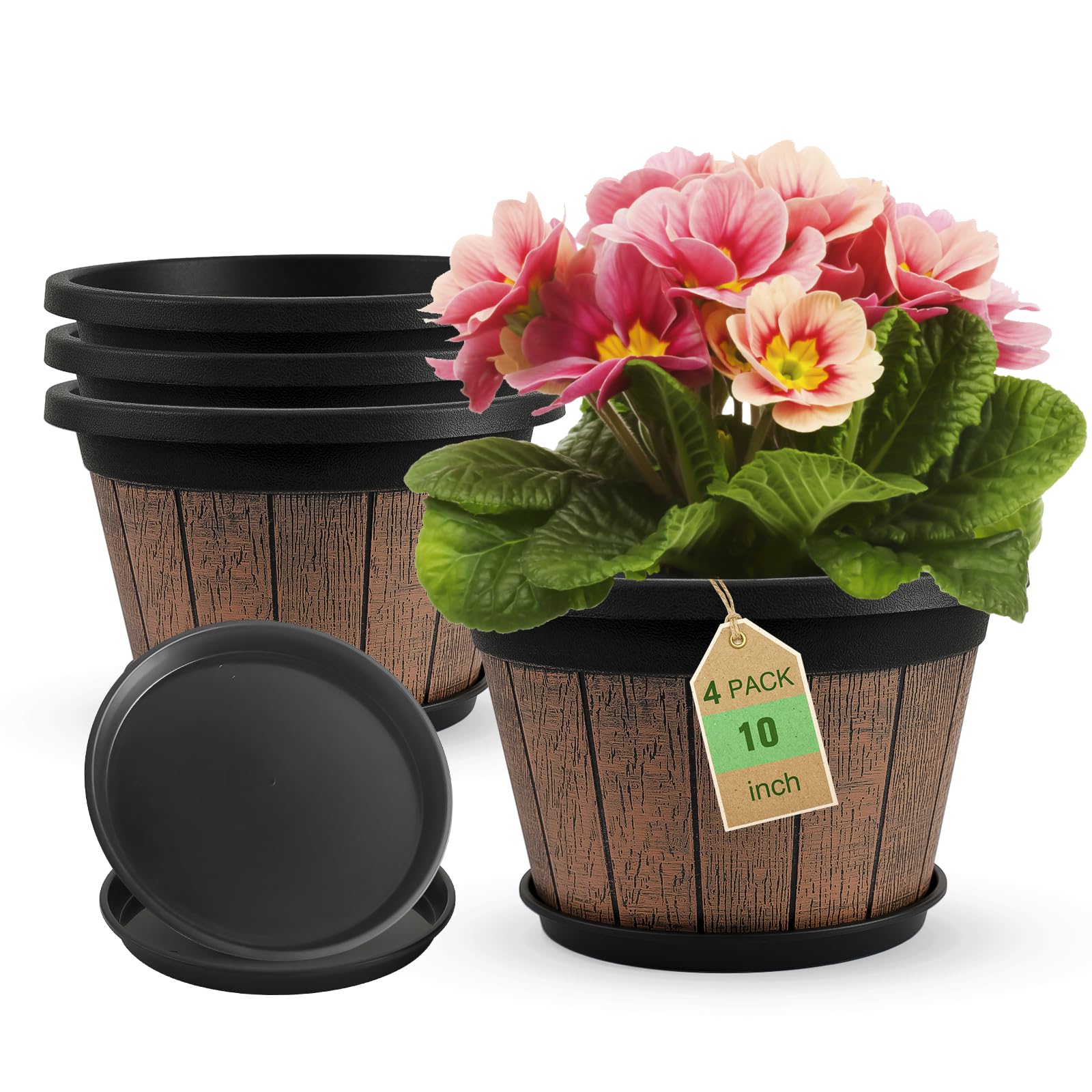 Quarut 4-pack 10-inch plant pots for versatile indoor or outdoor display.