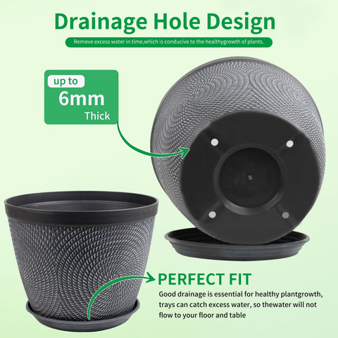 Quarut 4 Pack 15-Inch Planter garden-ready gray pot for patios