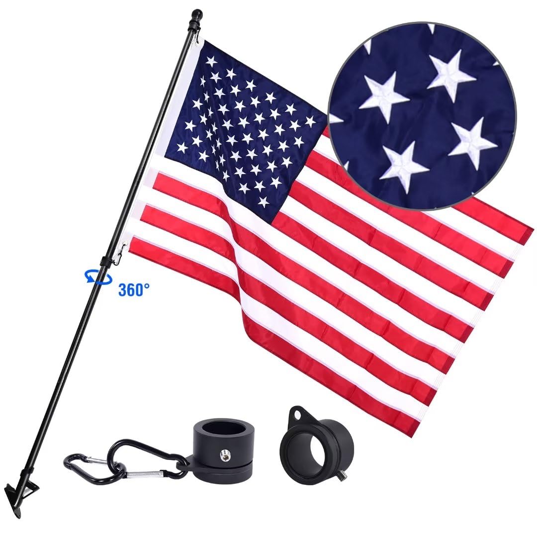 Quarut 6ft flag pole kit mounted on a wall for durable outdoor display.