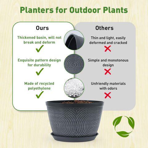 Quarut gray modern planter suitable for outdoors and indoors.