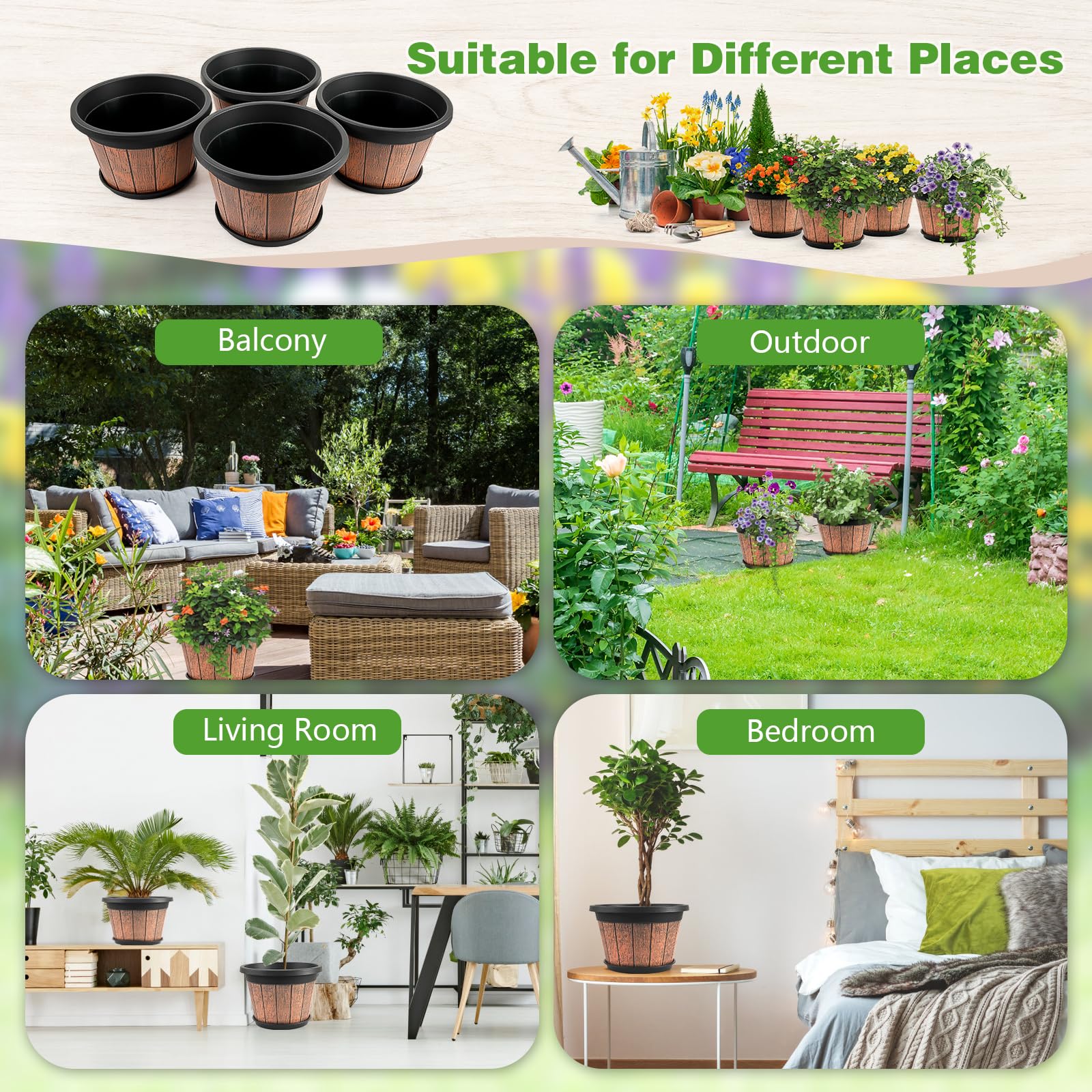 Quarut indoor-outdoor display ideal for herbs, succulents, and flowering plants.