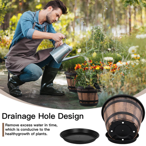 Quarut 12-inch plant pots close-up reveals drainage holes for healthy roots.
