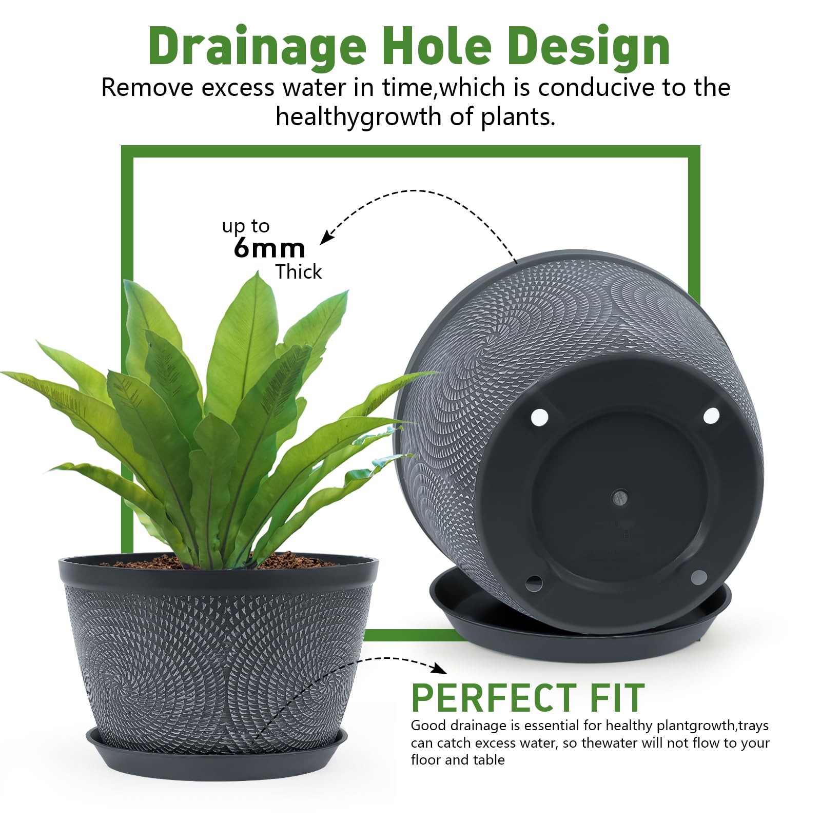 Quarut weather-resistant plastic planter for indoor and outdoor use.