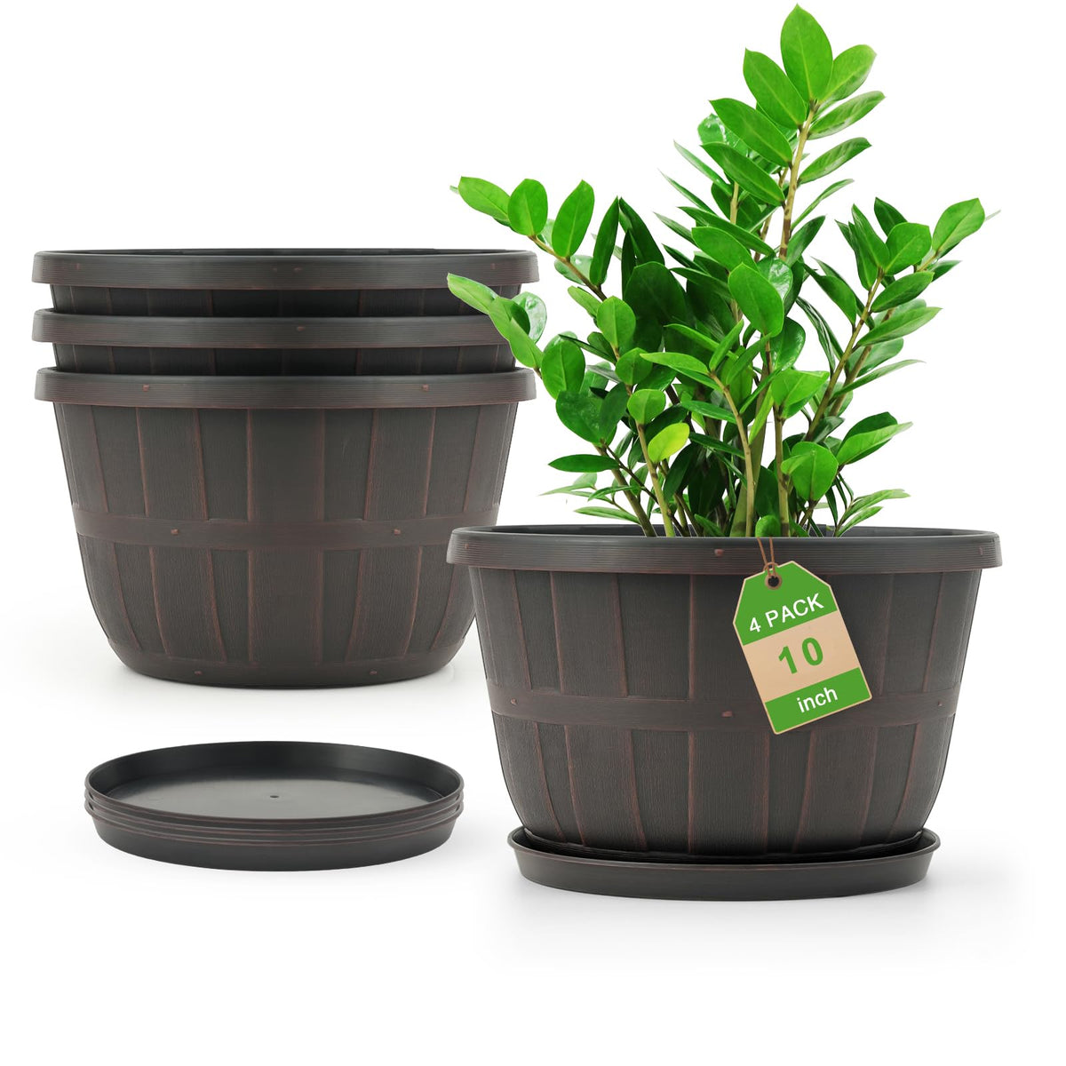 Quarut wine-barrel 10in planter for stylish indoor or outdoor use