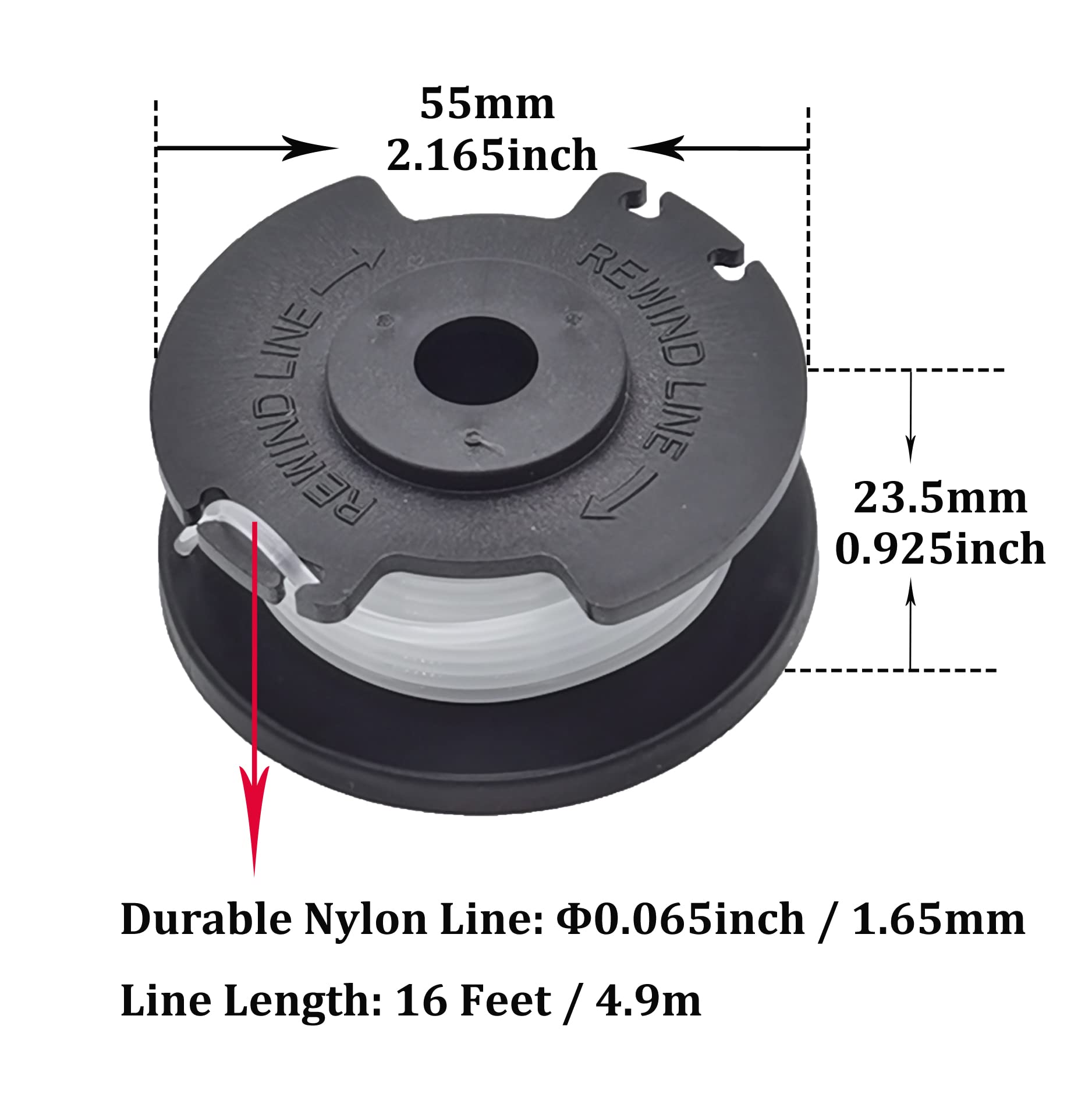 0.065-inch QUASION line, 16 ft length, ready for trimming