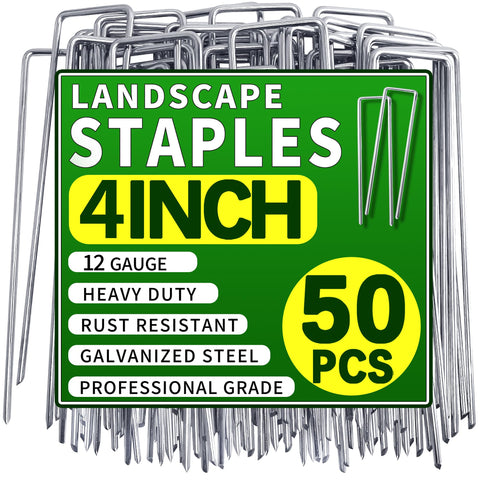 Qucuky 50-pack landscape staples 4-inch bundle anchors turf and fabric