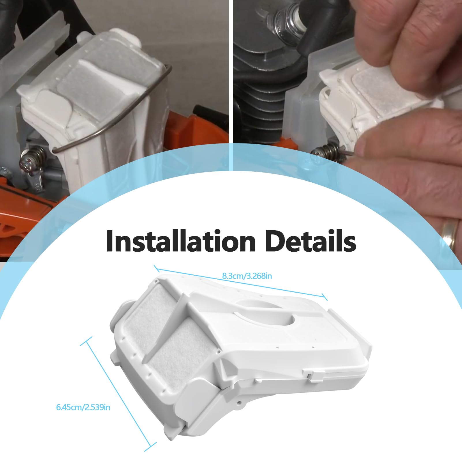 Quealzara kit installed on Echo CS-310 illustrates improved air flow.