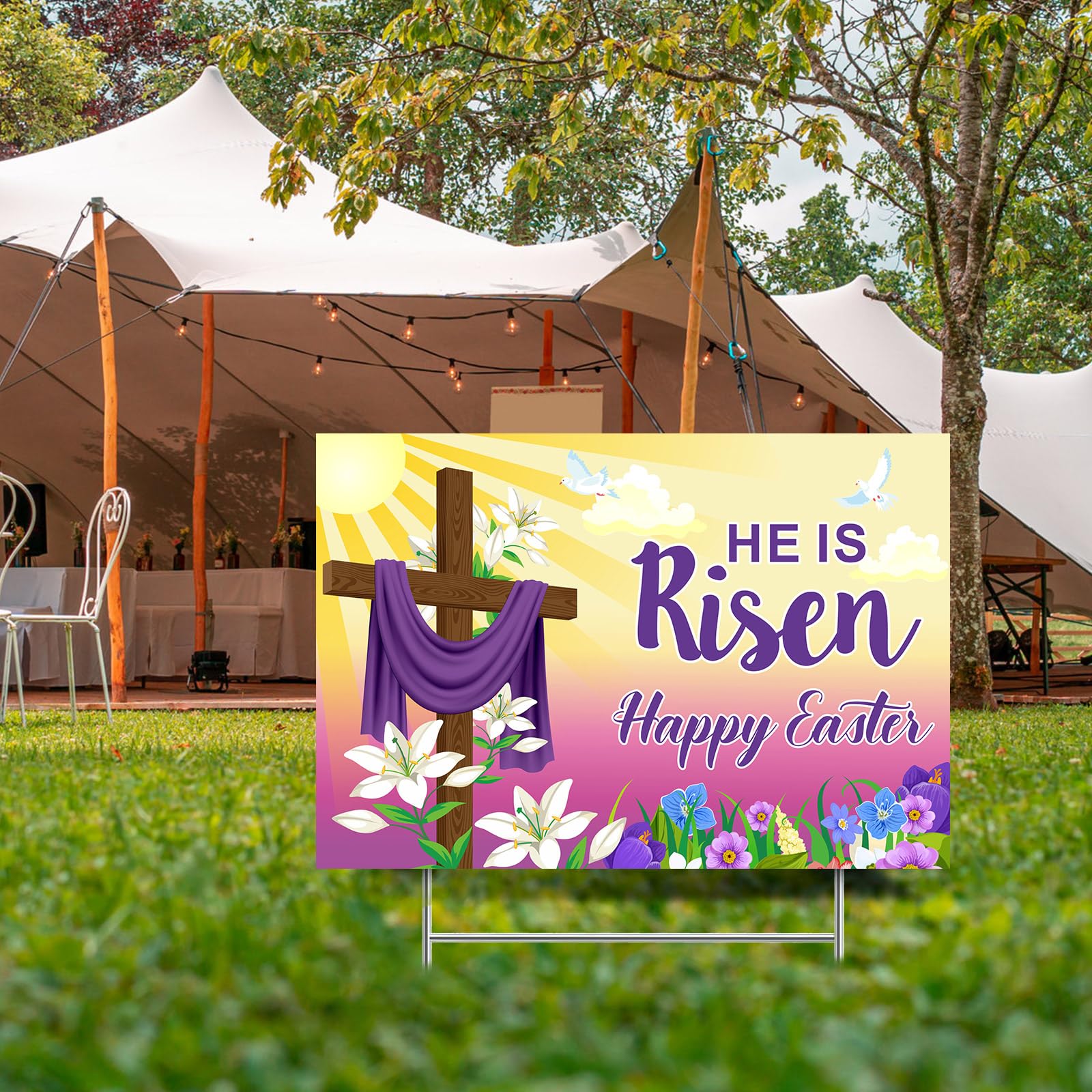 Queekay easter party decor doubles as a friendly backdrop for photos.