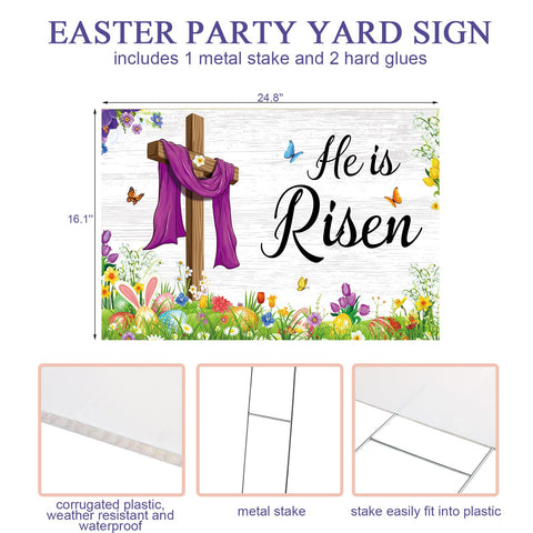 Queekay cross motif yard sign highlights Easter celebration in the yard.