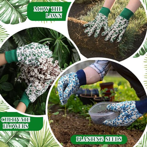 Queekay floral garden gloves set of 8 pairs for daily gardening tasks