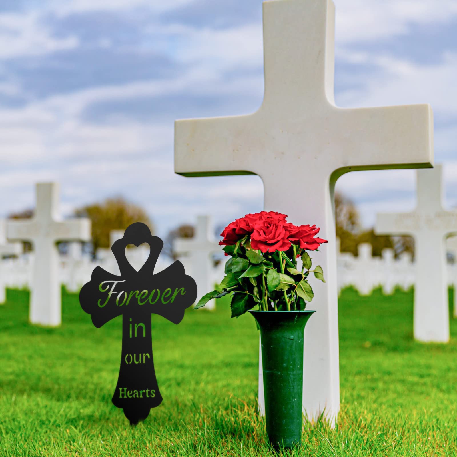 Queekay garden display sympathy marker fits yard decor.