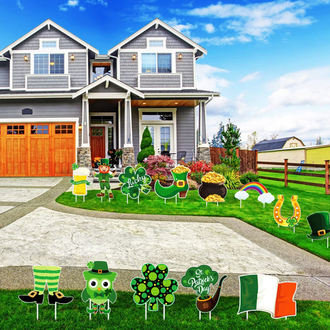 Queekay St Patrick's yard sign balloon design enhances outdoor decor.