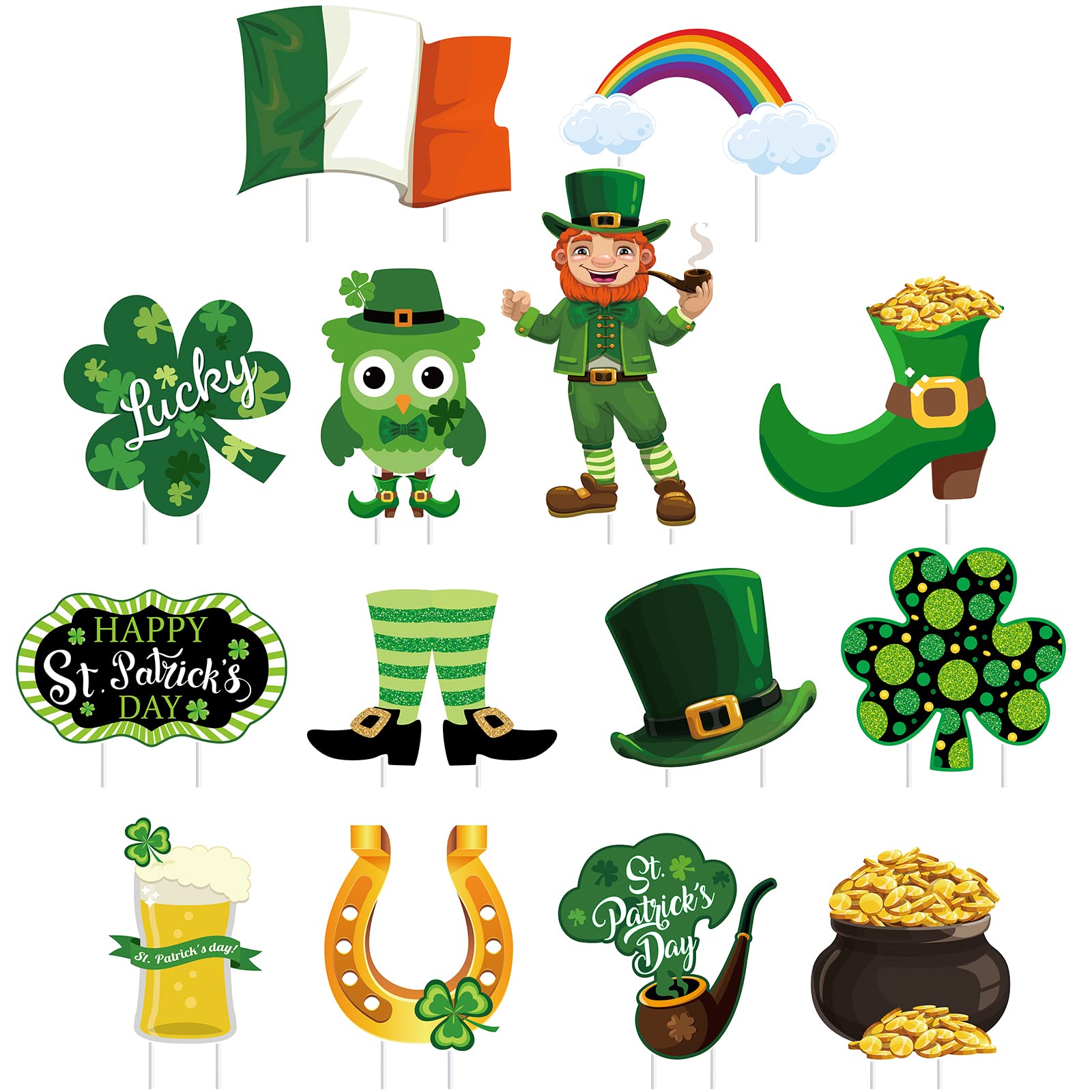 Queekay St Patrick's yard sign leprechaun design boosts outdoor party decor.