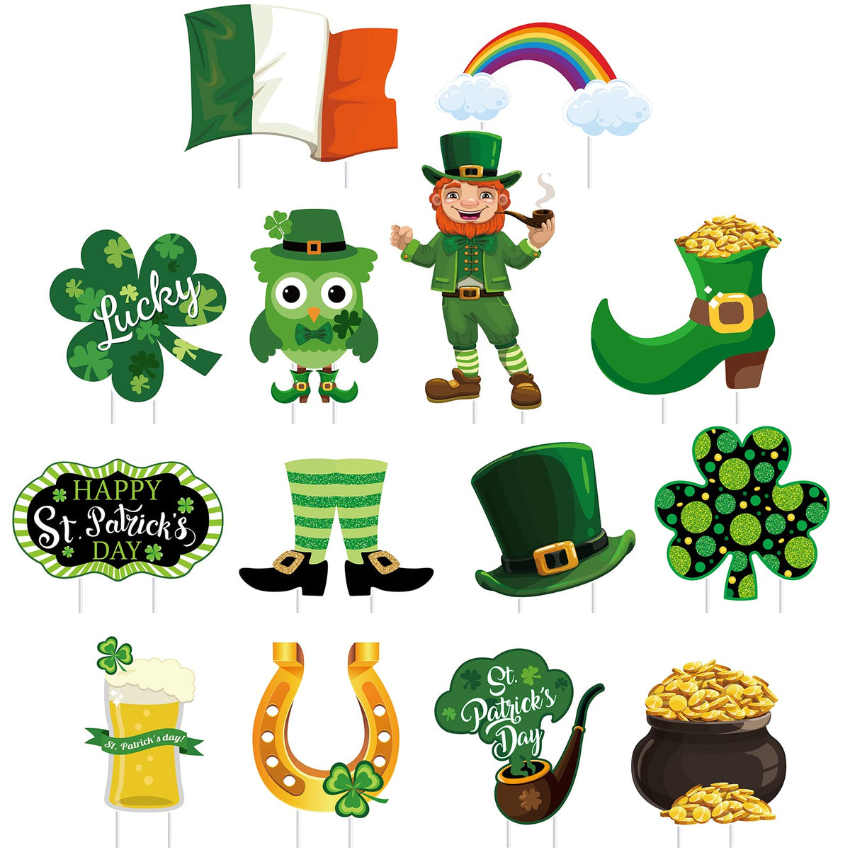 Queekay St Patrick's yard sign leprechaun design boosts outdoor party decor.