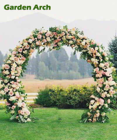 Queension versatile arch backdrop for weddings and garden displays.