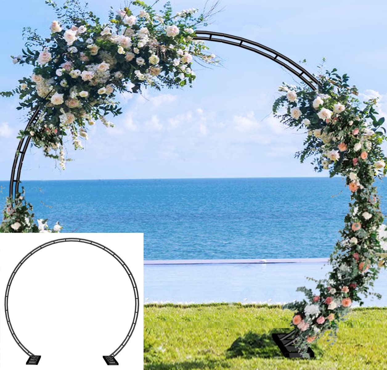 Queension wedding arch base assembly offers stable support for outdoor ceremonies