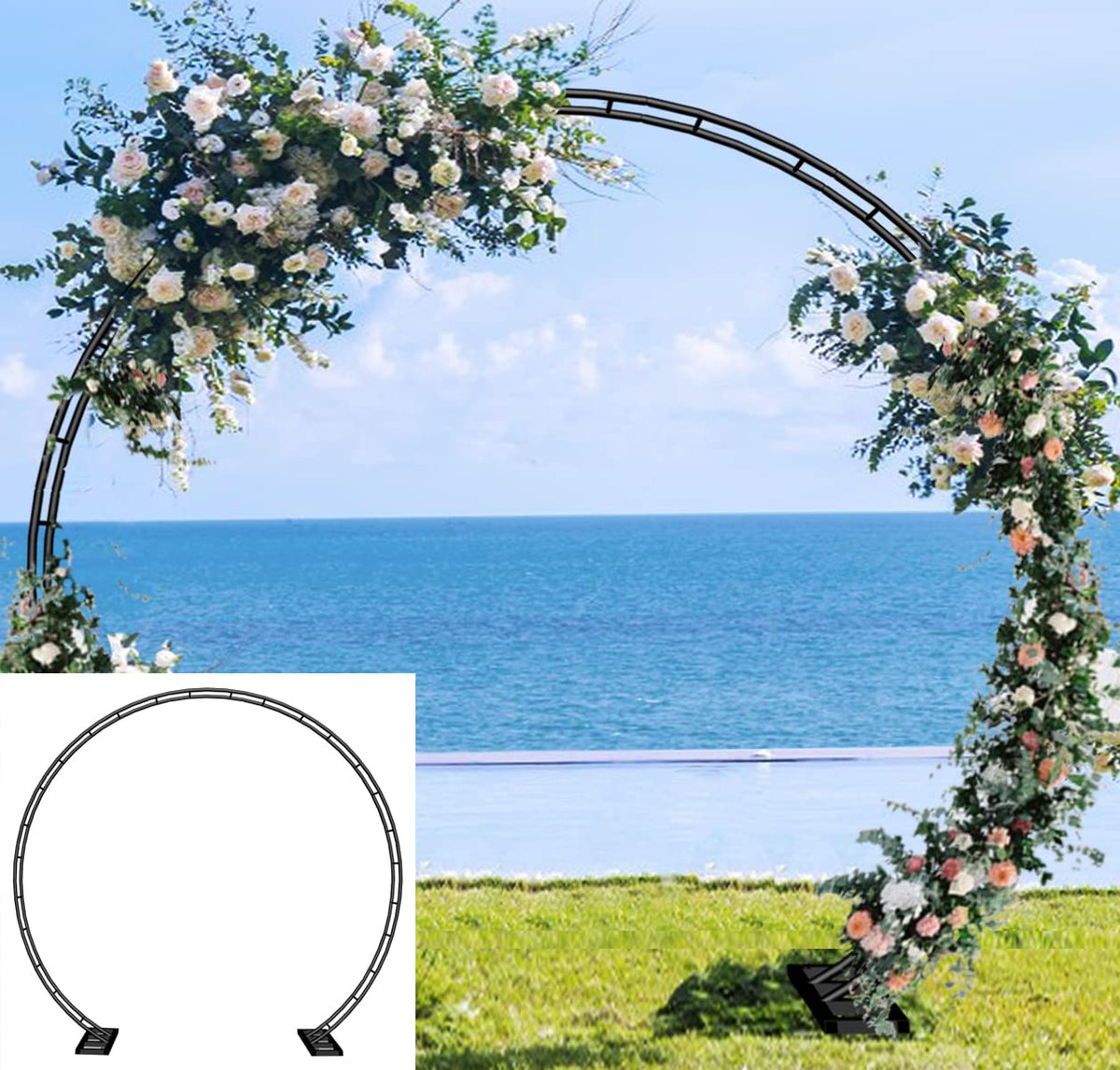 Queension wedding arch base assembly offers stable support for outdoor ceremonies