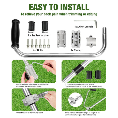 QUFA ergonomic weedeater handle extension with angle adjustment for customized comfort.